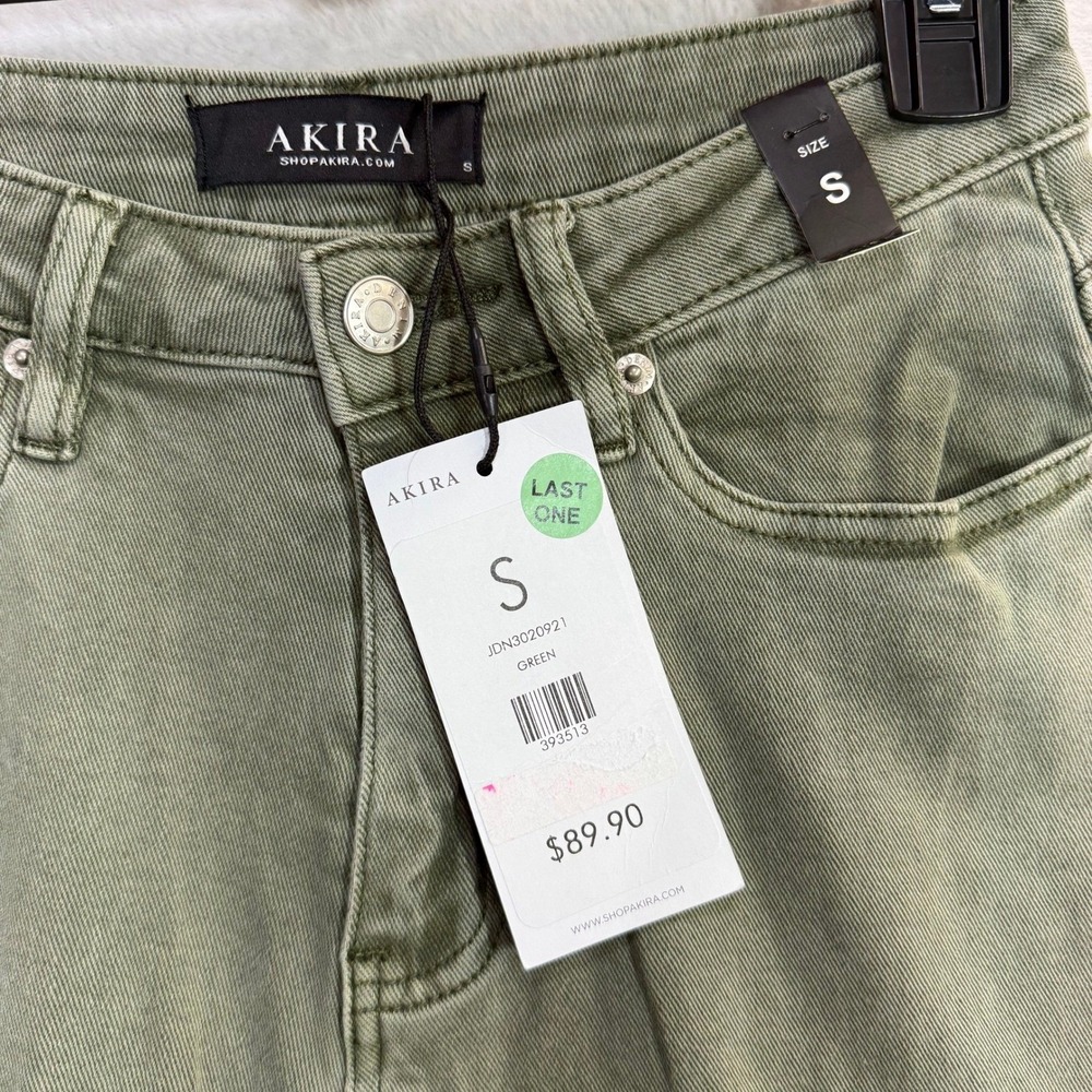 NWT Akira S Green Utility Cargo Pants Pockets Streetwear Y2K Grunge Cyberpunk - Picture 5 of 9